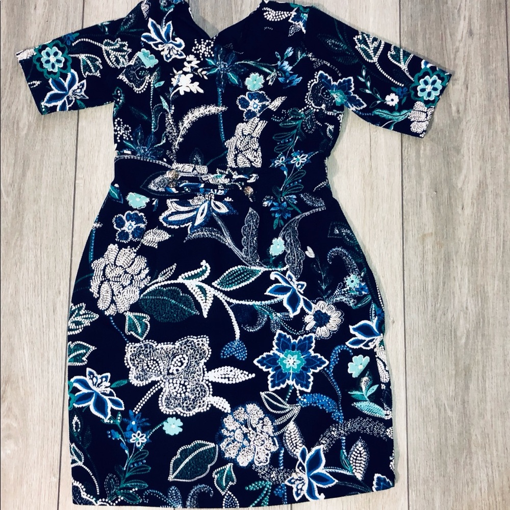 Blue Floral Print Dress